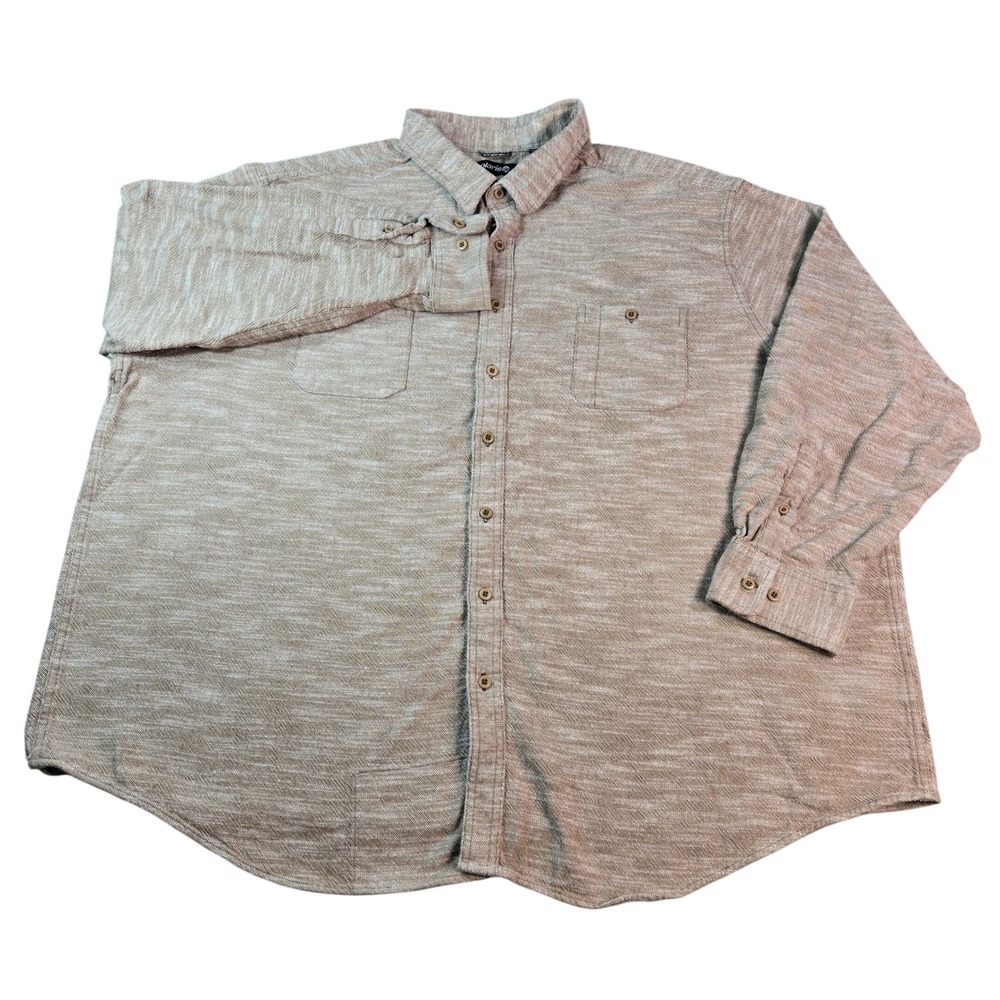 Solaris Men's 4XB Long Sleeve Button Down Shirt Tan White Space Dye 100% Cotton